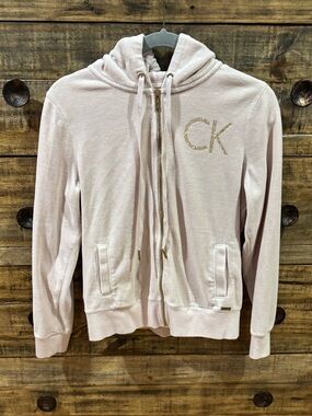 Calvin Klein Pale Pink Hoodie with Rhinestones